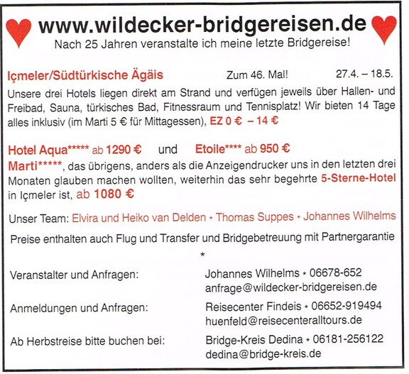Ende der Wildecker Bridgereisen