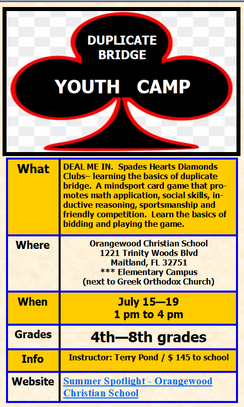 Youth Bridge Camp - Click here to register