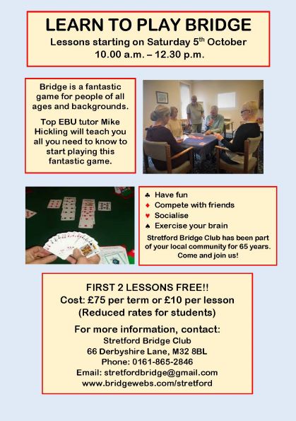 Bridge Lessons - It's never too late to start learning with us!