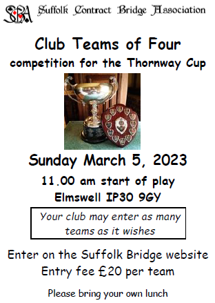 Club Teams of Four for the Thornway Cup