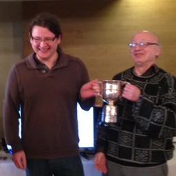 Matt winning the Norfolk Cupfor the Championship pairs with partner Mike Walsh at the 2016 Congress