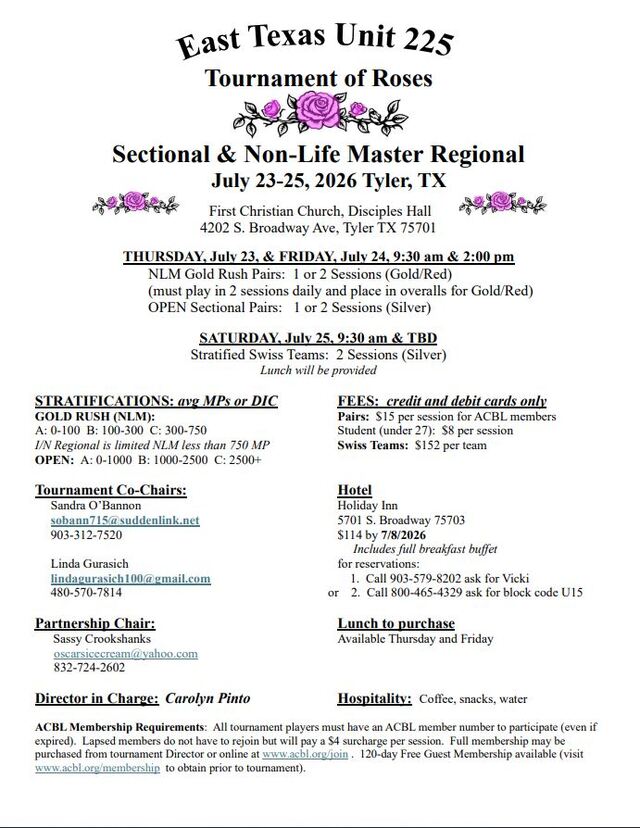 July 23-25 2026 Tournament of Roses