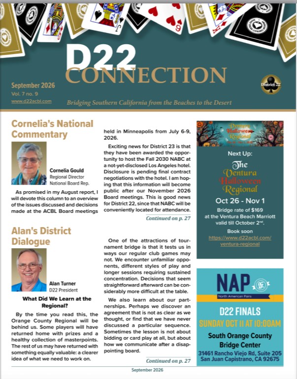Click here to view the September 2026 D22 Connection