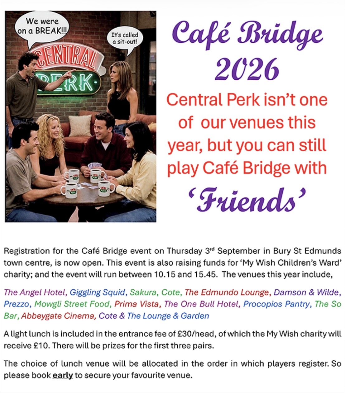 Cafe Bridge - 3rd September 2026 - Bury St Edmunds