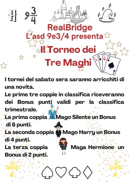 TORNEO DEI TRE MAGHI TUTTI I SABATO