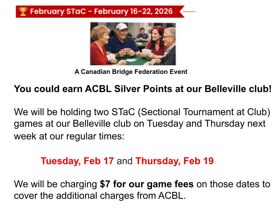 ACBL Silver Points at our Belleville Club!