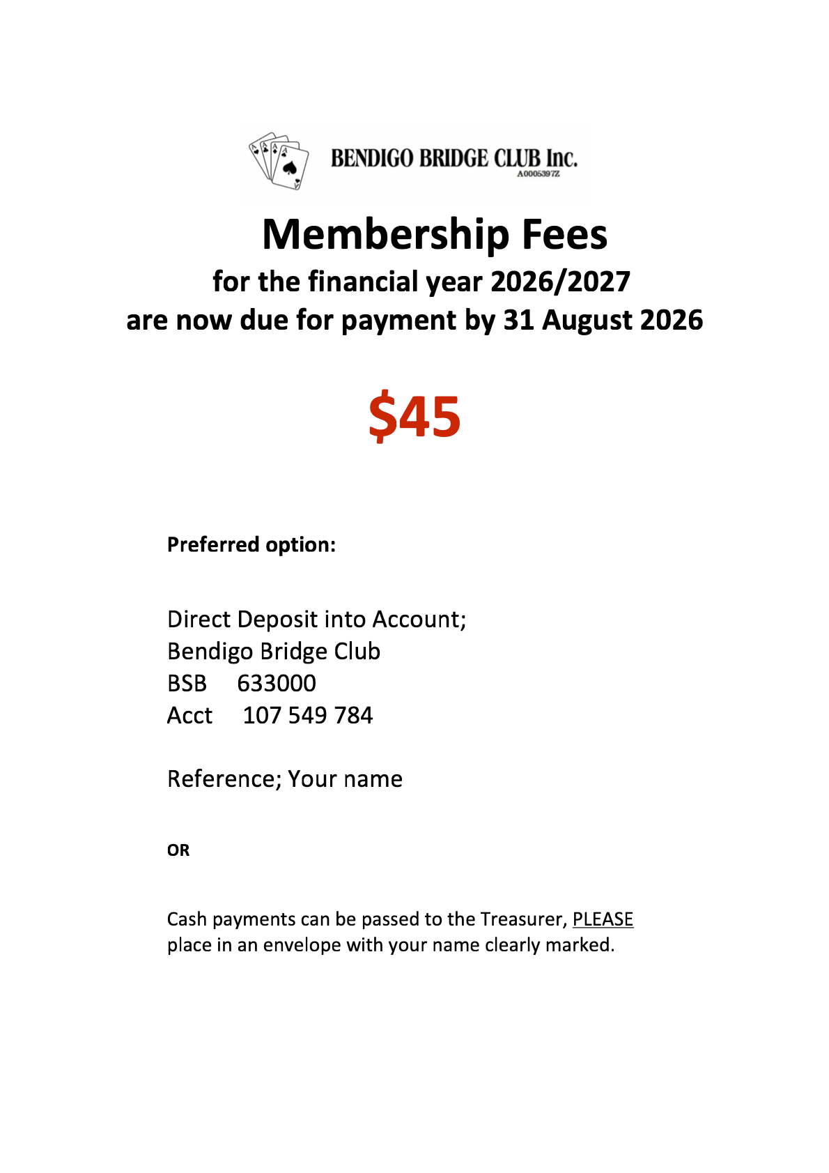 2026 Membership Fees