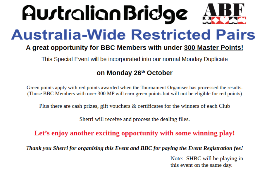 Australia-Wide Restricted Pairs