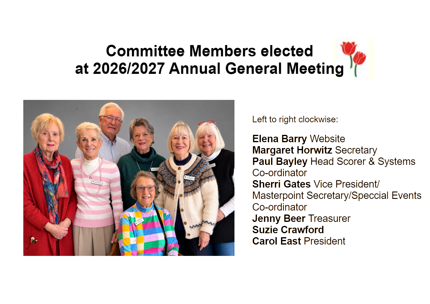 Bowral Bridge Club Committee 2026/2027