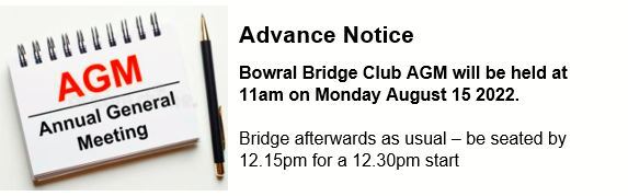 A01 AGM Bowral Bridge Club 2022