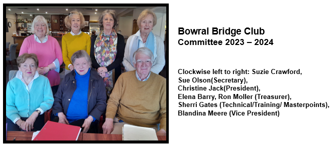 Bowral Bridge Club Committee 2023/2024