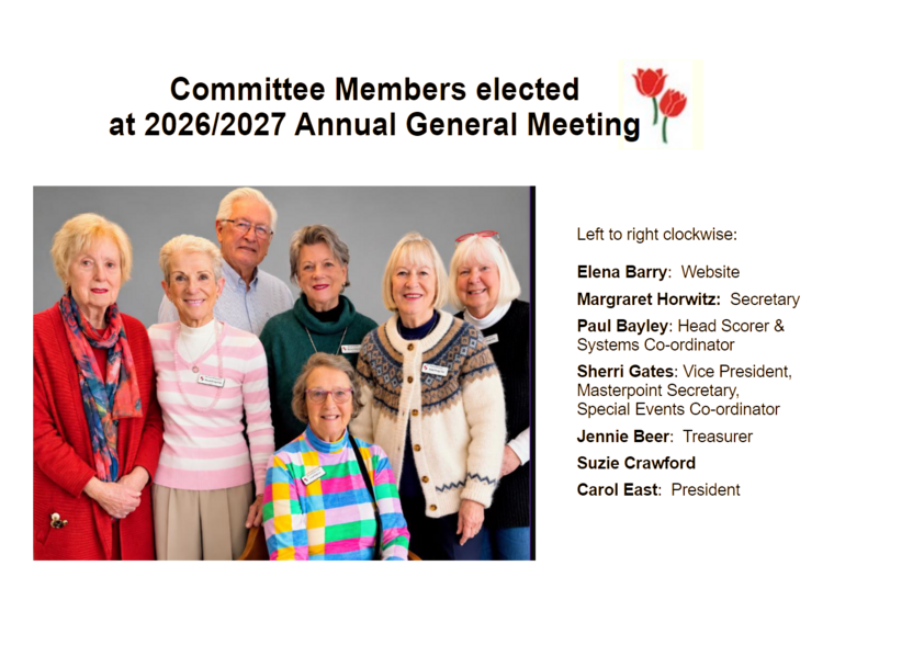 Bowral Bridge Club Committee 2026/2027