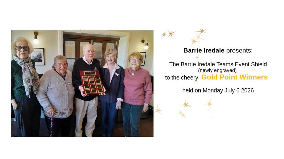 Presentation of Barry Iredale Teams Event Shield