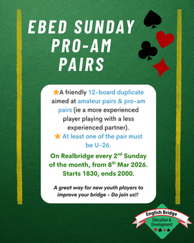 New Generation Game - now EBED Sunday Pro-Am Pairs; After-school on Thursdays (RealBridge)