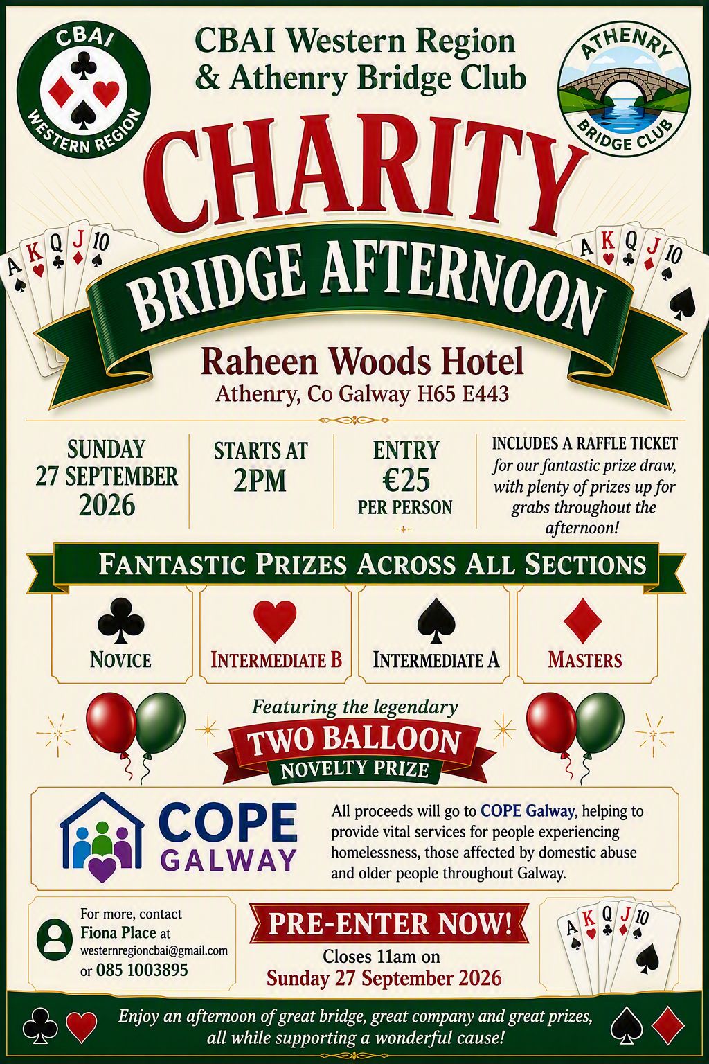 Bridge Sun Sept 27 Raheen Woods 2pm