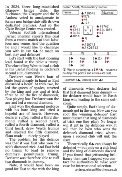 Barnet's Corner:From The Times