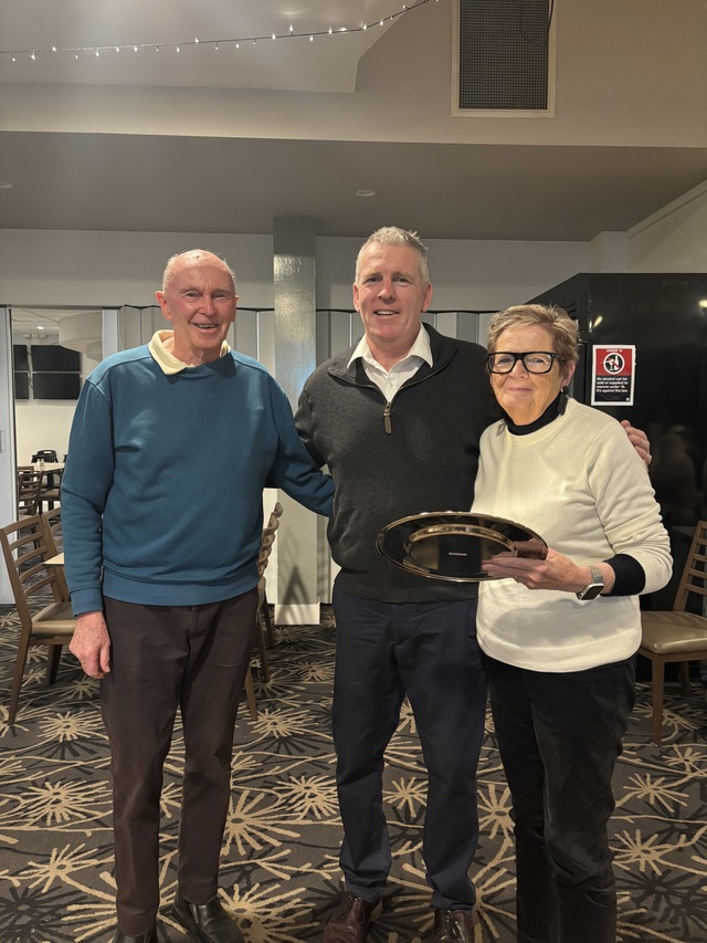 Pam & Gywn Championships - congratulations to John and Margi joint winners in 2026 . Photo with John Lynch, son of Pam