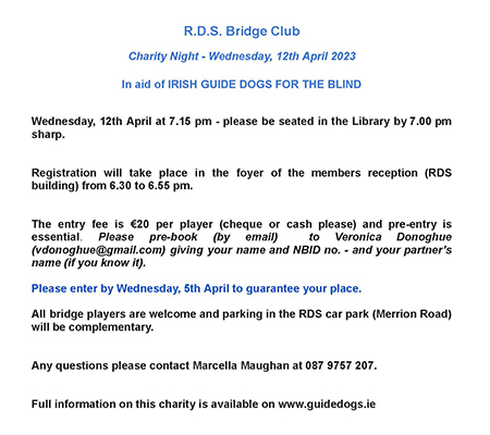 R.D.S. Bridge Club Charity Night