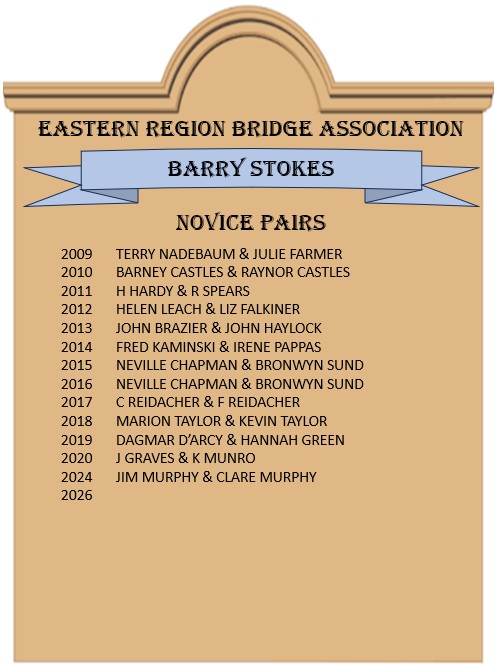 Honour Board - Barry Stokes Novice Pairs
