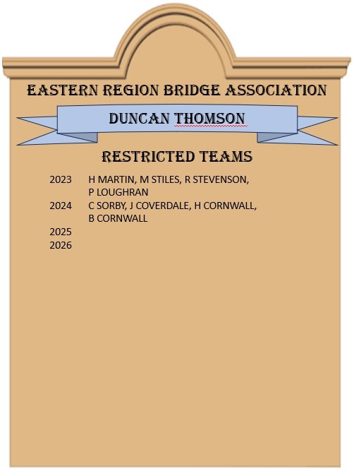 Honour Board - Duncan Thomson Restricted Teams