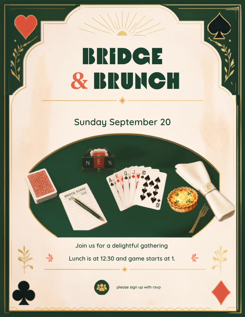 Bridge and Brunch - Sunday, September 20!