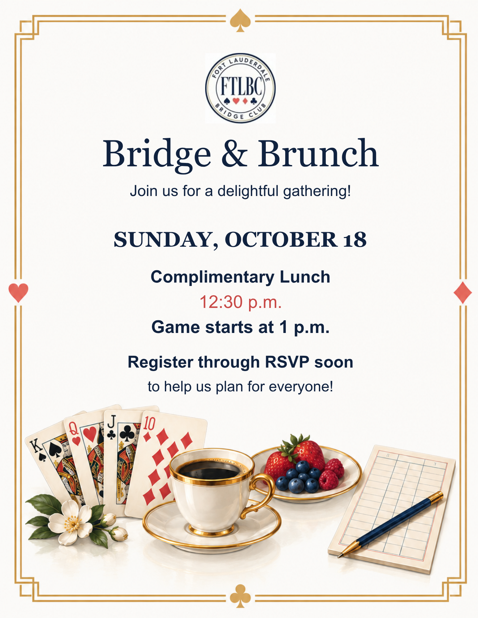 Bridge and Brunch - Sunday October 18