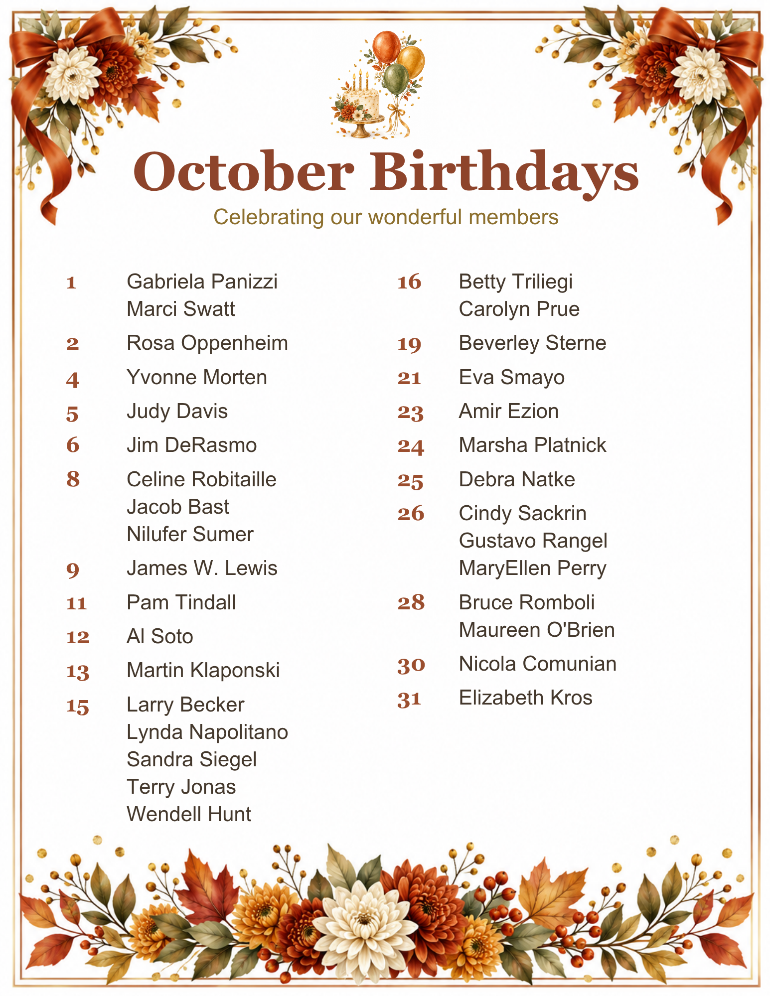October Birthdays