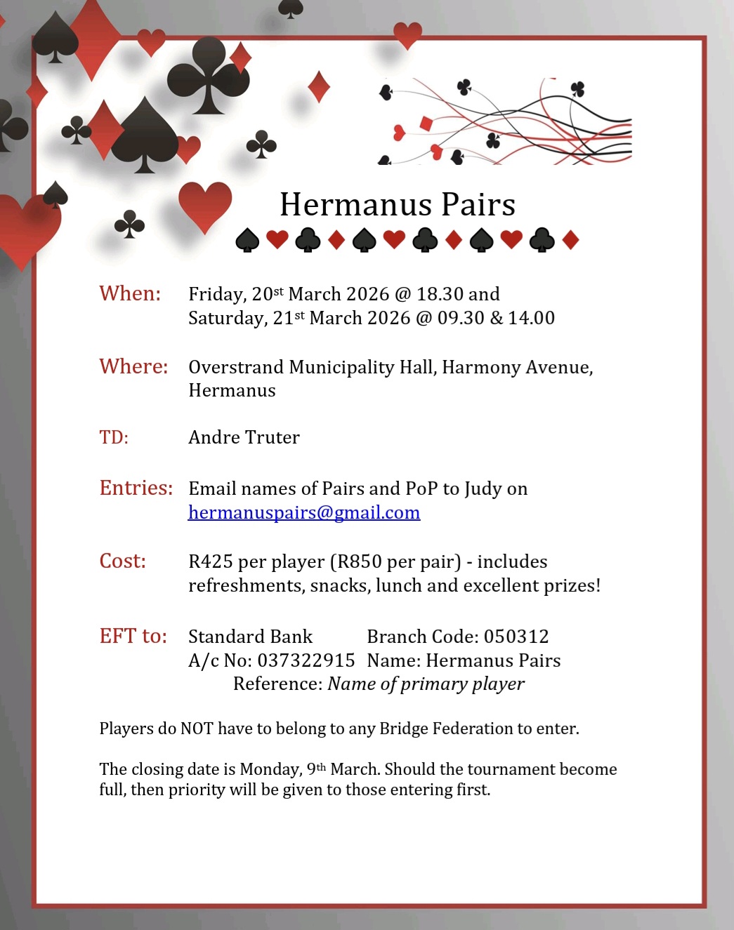 The 2026 Hermanus Pairs Tournament