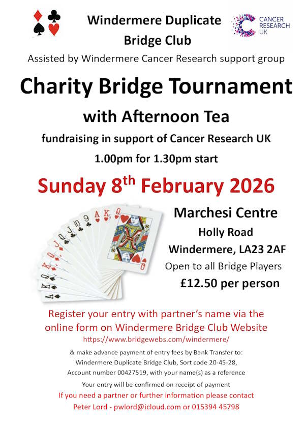 Winderemere Charity Bridge Tournament with Afternoon Tea