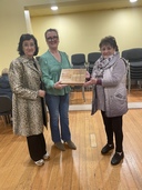 Memorial Prize Winners October 2026  Carmel Cahir and Pat Kearney with President Joan Nordlokken