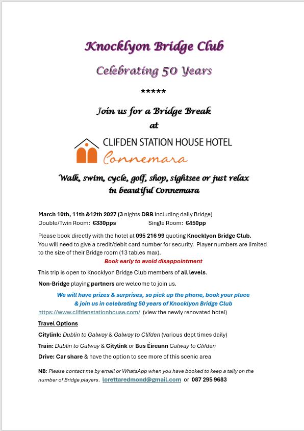 50th Anniversary Trip to Clifden