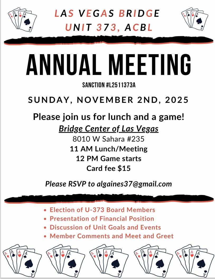 November 2, 2025 Annual Meeting and Unit Game