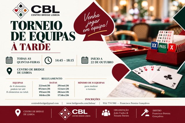 Equipas �s quintas � tarde