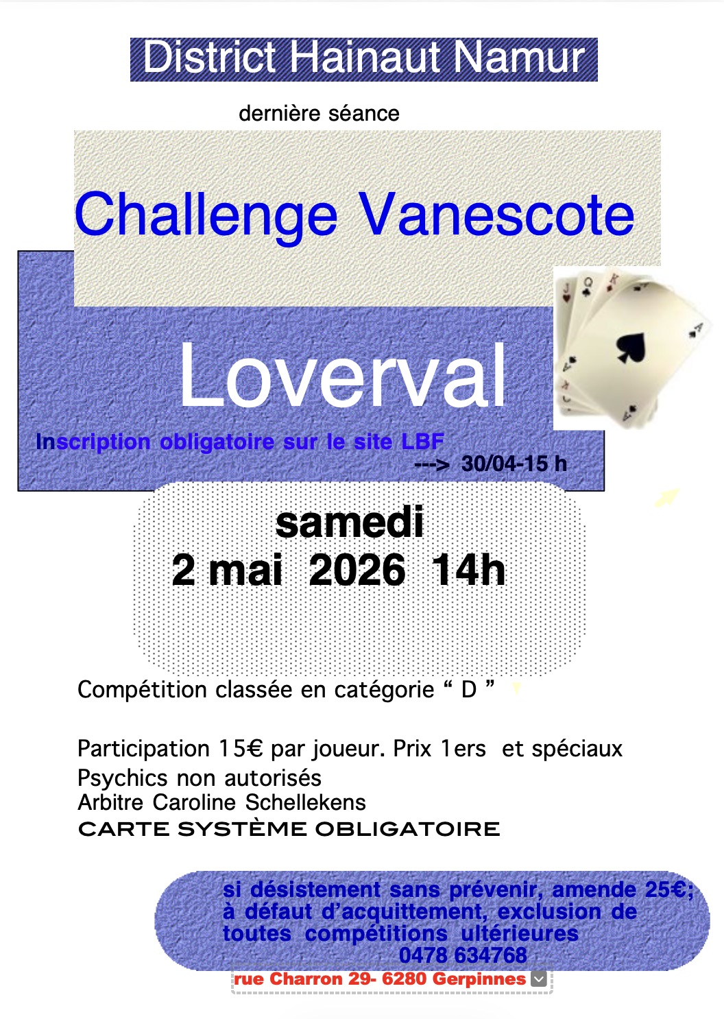 Tournoi VANESCOTE à LOVERVAL
