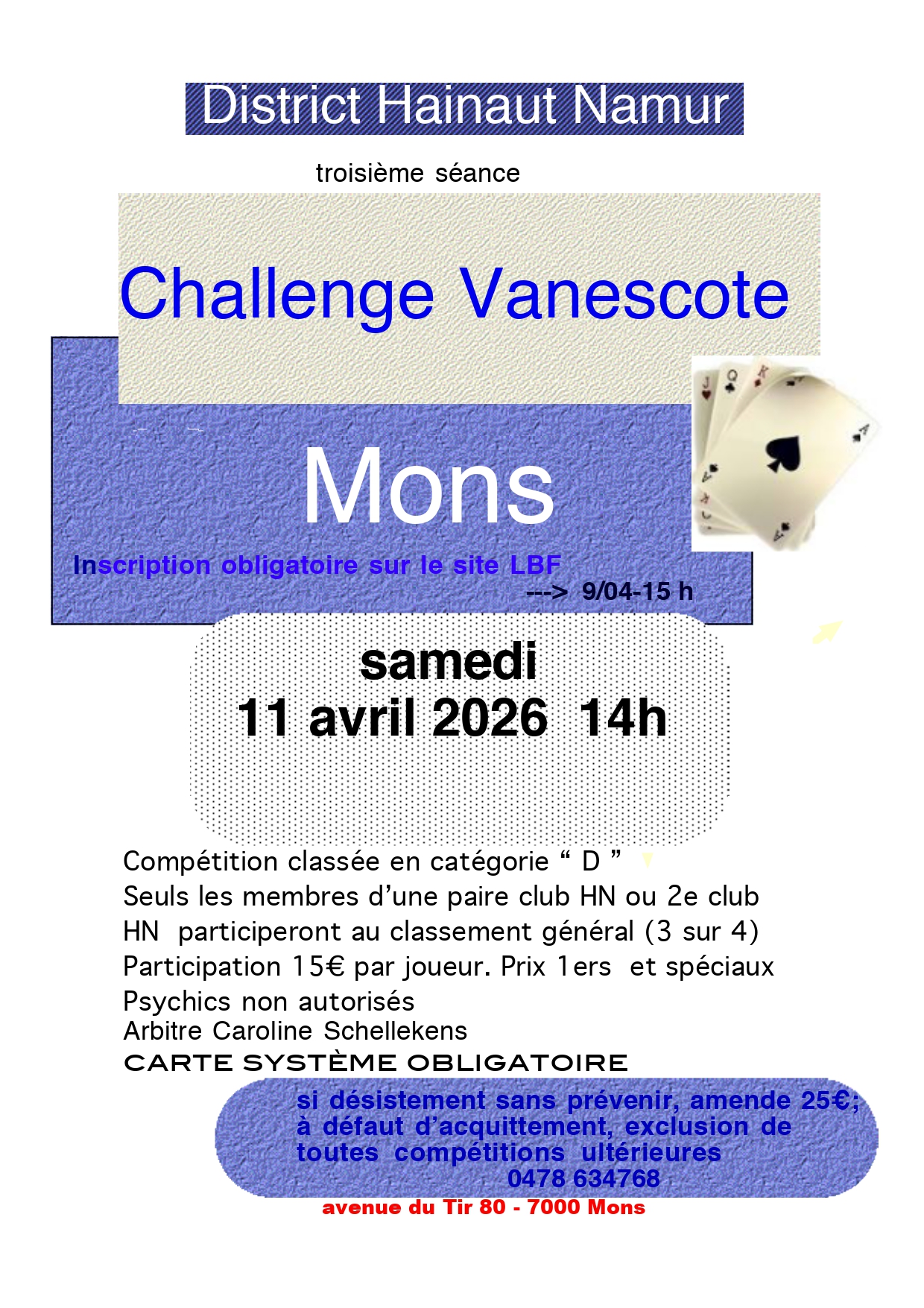 Tournoi VANESCOTE à MONS