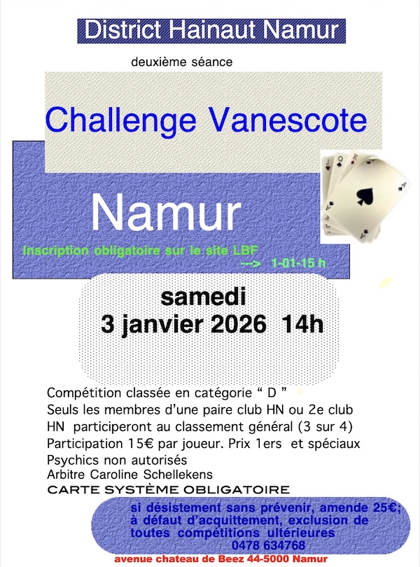 TOURNOI VANESCOTE à NAMUR