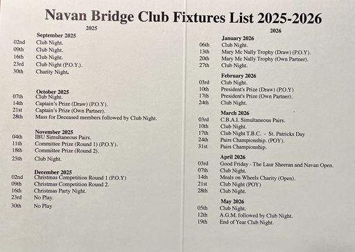 Fixture List