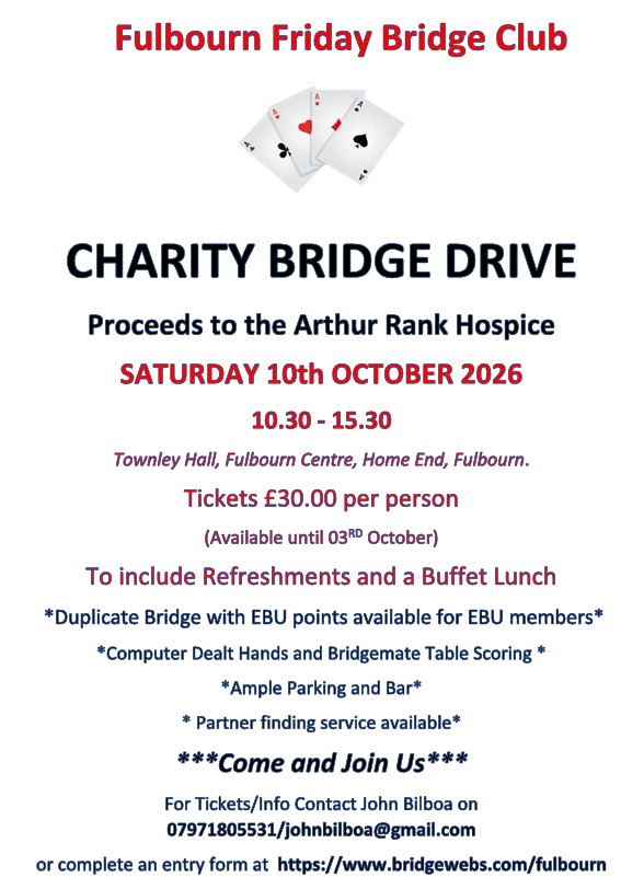 Fulbourn Friday Bridge Club - October 2026