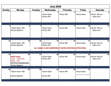 This Month's Special Games and Events