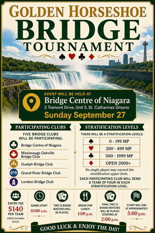 Golden Horseshoe Interclub Tournament, Sept 27 at BCON!