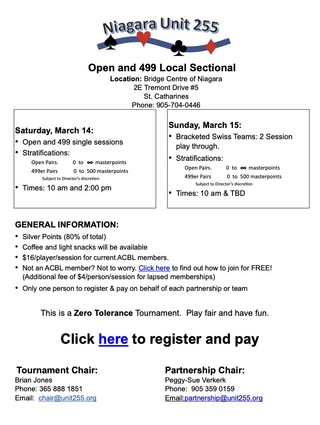 LOCAL SECTIONAL AT BCON! MARCH 14-15!!