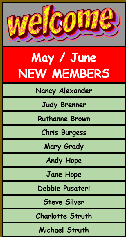 NEW MEMBERS- WELCOME