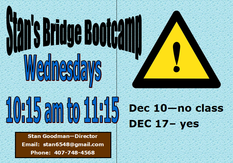 Stan's Bridge Boot Camp- Dec 17 only