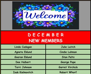 NEW MEMBERS- WELCOME