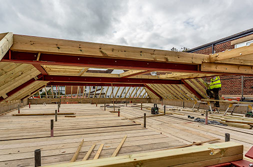 View along new roof timbers - September 18