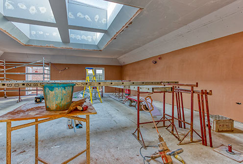 Playroom walls being plastered - November 5