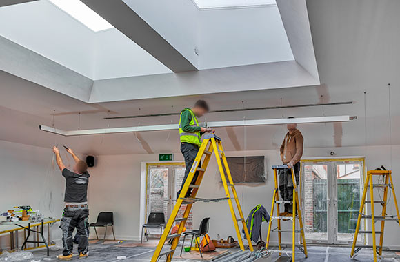 Playroom lights being installed - November 29