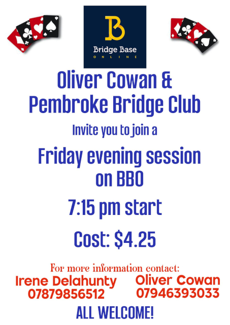 Pembroke Bridge Club online