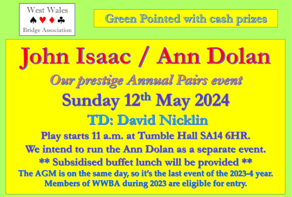 WWBA John Isaac / Ann Dolan - Sunday 12th May 2024