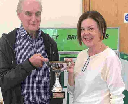 Andrew Bingley and Lynda Grundy with the Christine Jones Trophy for 2025